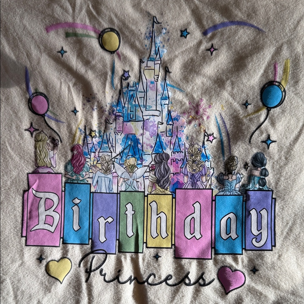 Kids Birthday Princess Tee - Cream